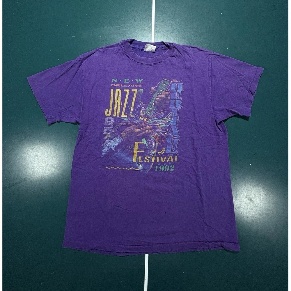 Vintage 1992‎ New Orleans Jazz & Heritage Festival T-Shirt Large Single Stitch